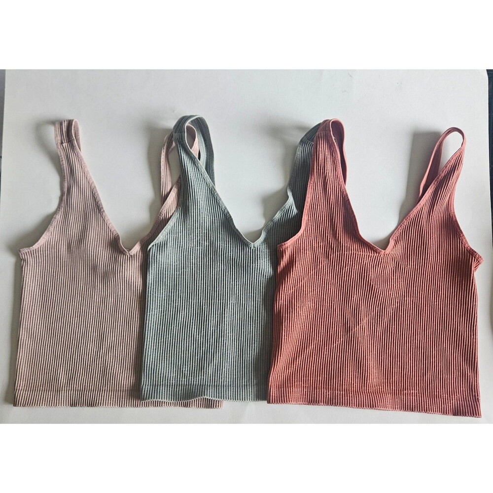 3 Nikibiki Ribbed V Neck Cropped Tank Tops